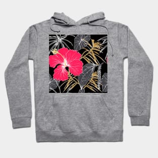 Tropical exotic flowers and leaves Hoodie